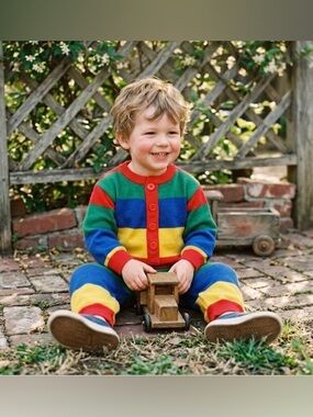 Le Top VTG Colorblock Striped Jumpsuit in Red, Green, Blue, Yellow